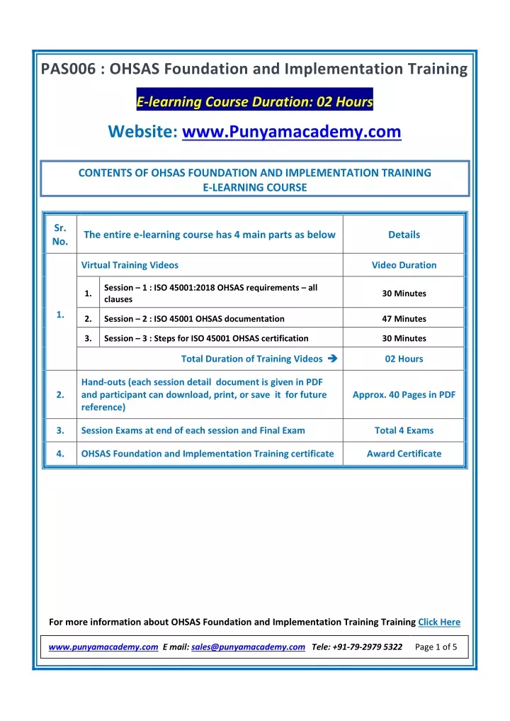 pas006 ohsas foundation and implementation