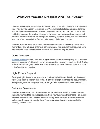 What Are Wooden Brackets And Their Uses