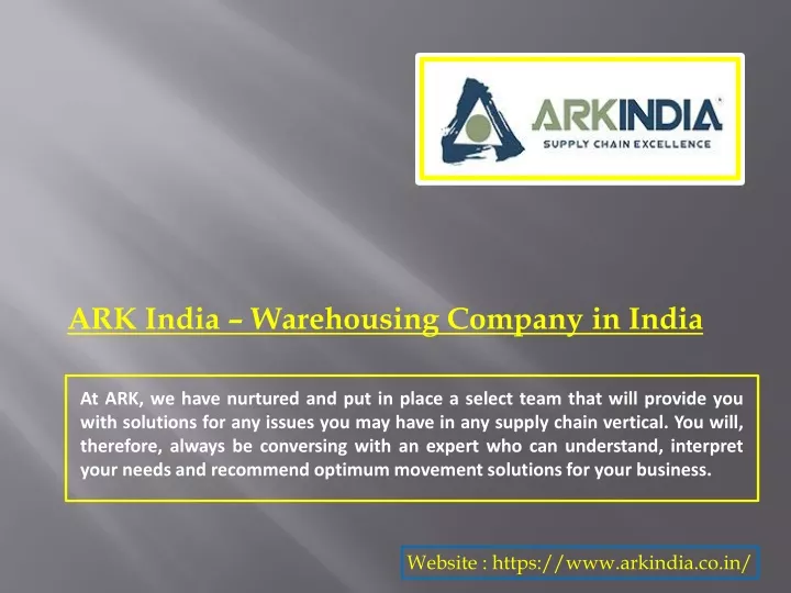 ark india warehousing company in india