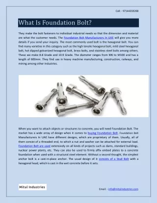 What Is Foundation Bolt?