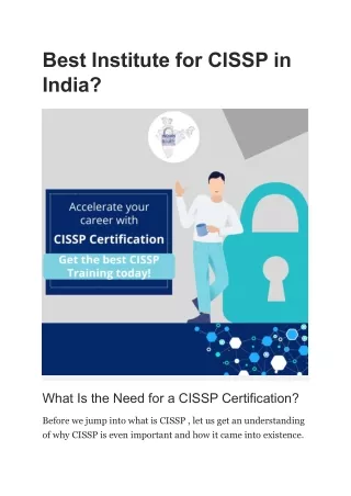 best institute for cissp in india