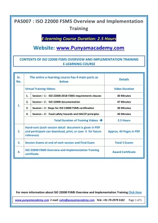 pas007 iso 22000 fsms overview and implementation