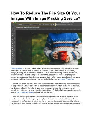 how to reduce the file size of your images with