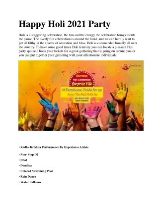 holi party festival 2021