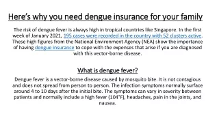 Here’s why you need dengue insurance for your family