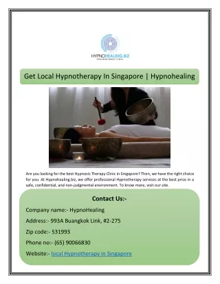 Get Local Hypnotherapy In Singapore | Hypnohealing