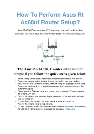 how to perform asus rt ac68uf router setup