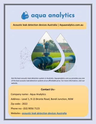 Acoustic leak detection devices Australia | Aquaanalytics.com.au