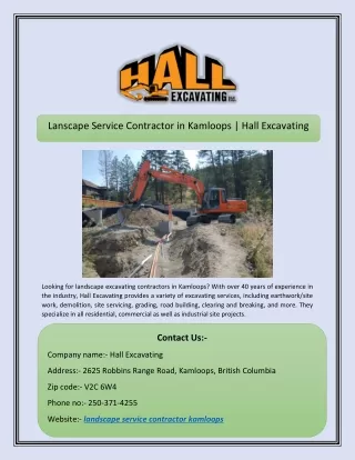 Lanscape Service Contractor in Kamloops | Hall Excavating