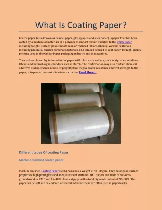 What Is Coating Paper?