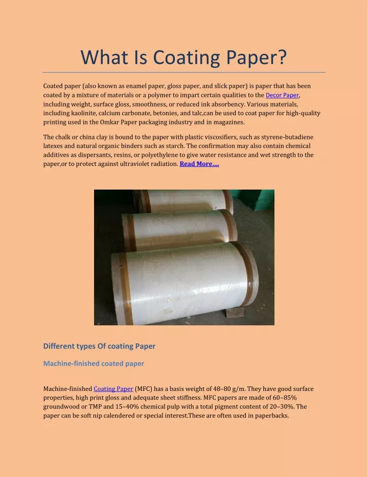 what is coating paper