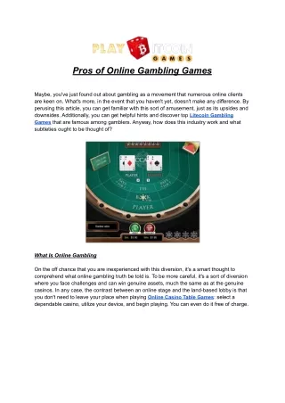 pros of online gambling games