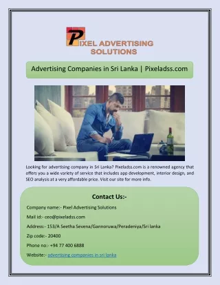 Advertising Companies in Sri Lanka | Pixeladss.com