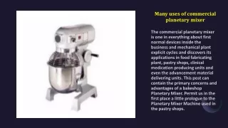 Many uses of commercial planetary mixer