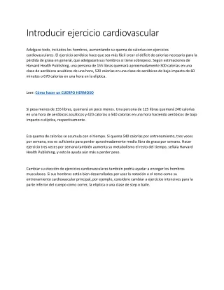 introducir ejercicio cardiovascular