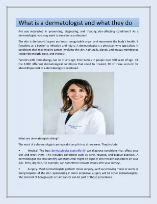 what is a dermatologist and what they do