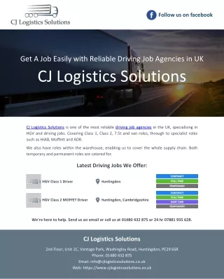 Get A Job Easily with Reliable Driving Job Agencies in UK - CJ Logistics Solutions