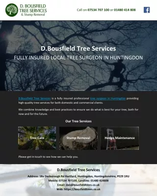 D.Bousfield Tree Services - FULLY INSURED LOCAL TREE SURGEON IN HUNTINGDON
