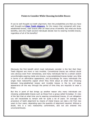 Points to Consider While Choosing Invisible Braces