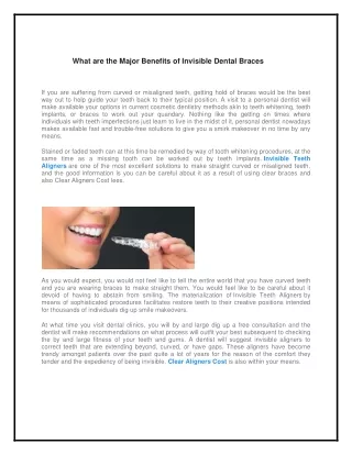What are the Major Benefits of Invisible Dental Braces