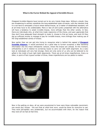 What is the Factor Behind the Appeal of Invisible Braces