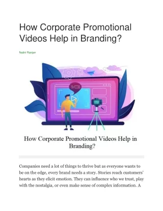 How Corporate Promotional Videos Help in Branding?