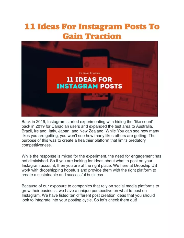 11 ideas for instagram posts to gain traction
