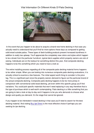 vital information on different kinds of patio