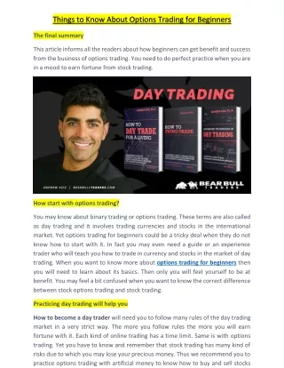 things to know about options trading for beginners