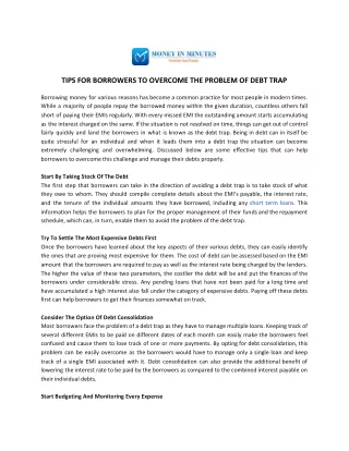 tips for borrowers to overcome the problem