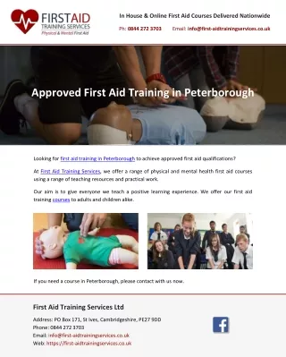 Approved First Aid Training in Peterborough
