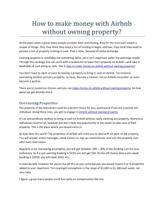 how to make money on airbnb without owing property