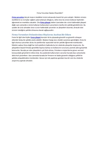 firma yorumlar neden nemlidir