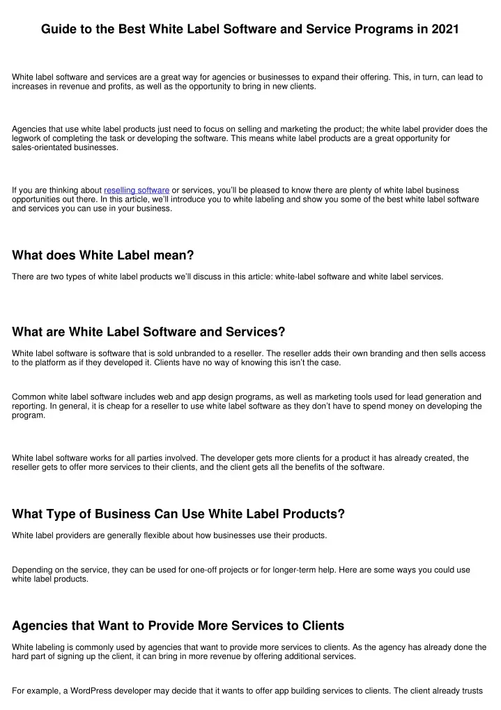 guide to the best white label software
