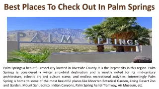 Best Places To Check Out In Palm Springs