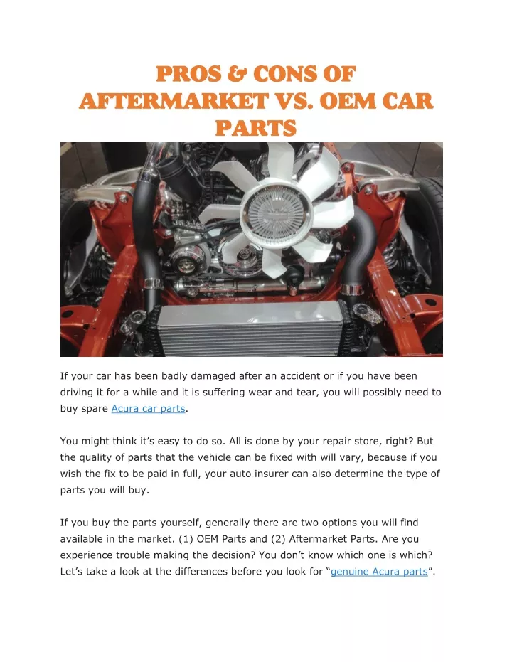 pros cons of aftermarket vs oem car parts