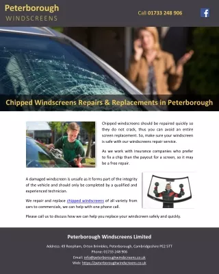 Chipped Windscreens Repairs & Replacements in Peterborough