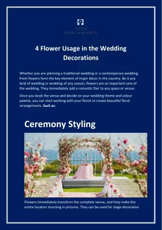 4 Flower Usage in the Wedding Decorations
