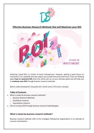 effective business research methods that will
