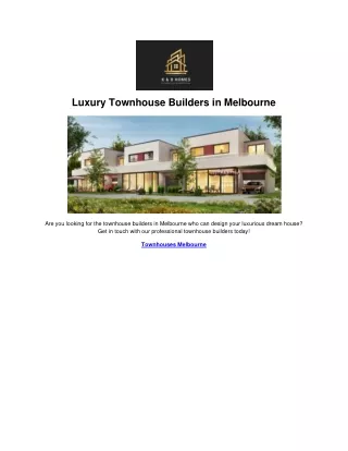 Luxury Townhouse Builders in Melbourne