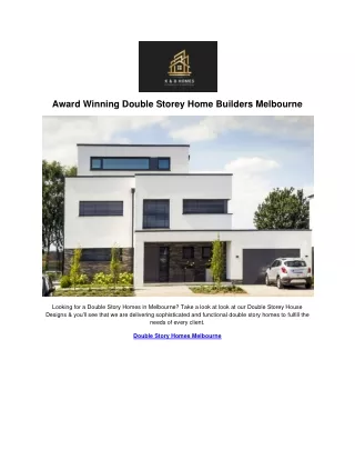 Award Winning Double Storey Home Builders Melbourne