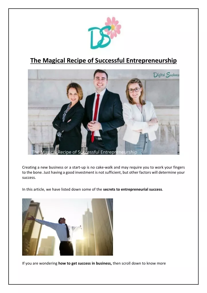 the magical recipe of successful entrepreneurship