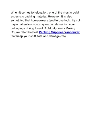 Packing Supplies Vancouver