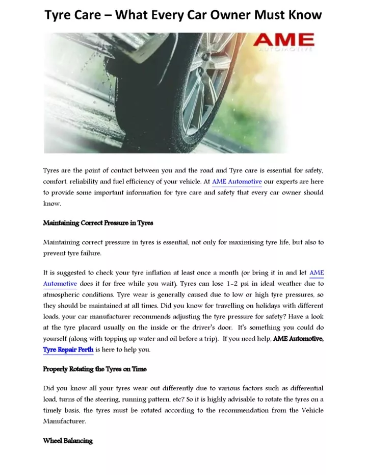tyre care what every car owner must know