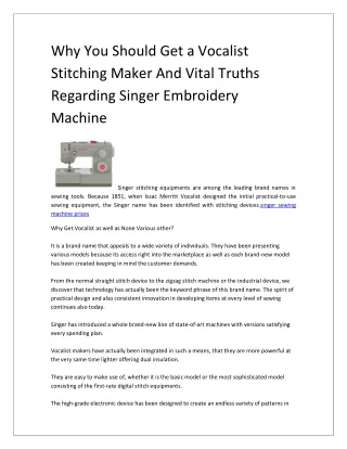 why you should get a vocalist stitching maker