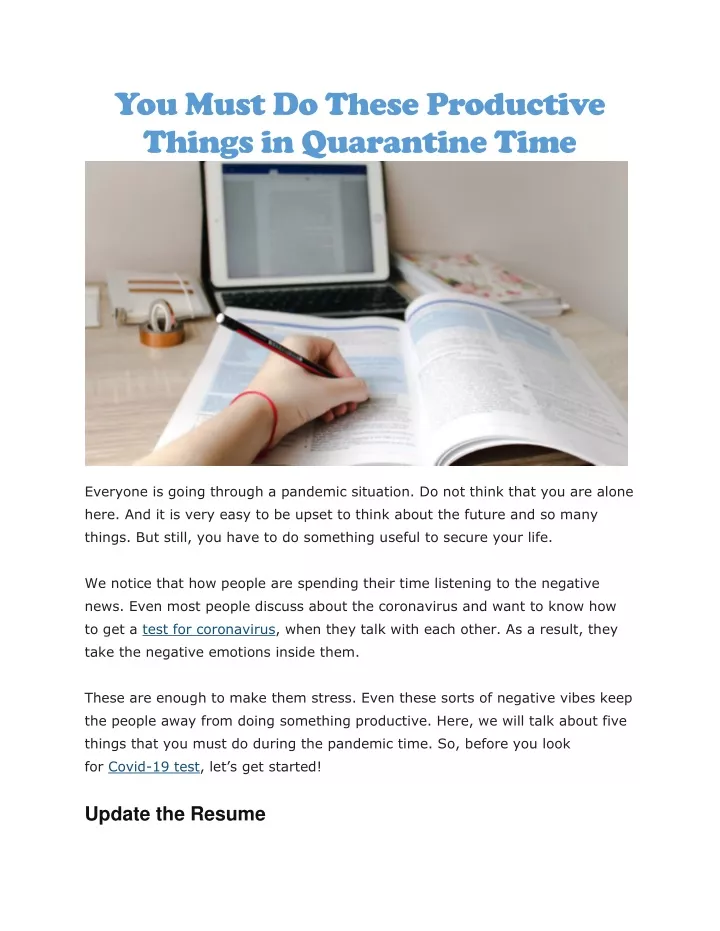 you must do these productive things in quarantine