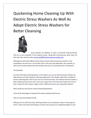 Quickening Home Cleaning Up With Electric Stress Washers As Well As Adopt Electric Stress Washers for Better Cleansing-c