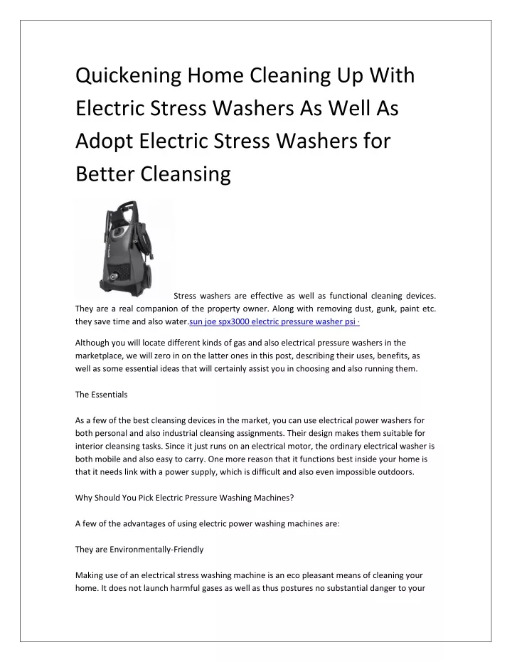 quickening home cleaning up with electric stress