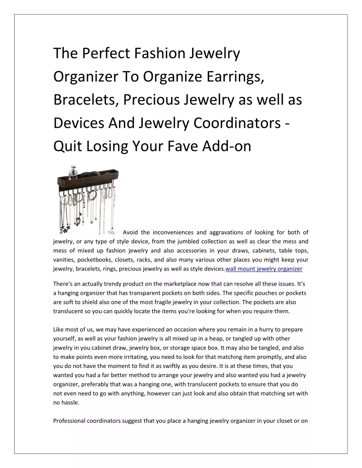 the perfect fashion jewelry organizer to organize