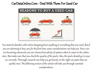 CarDataOnline.Com - Deal With Them For Used Car